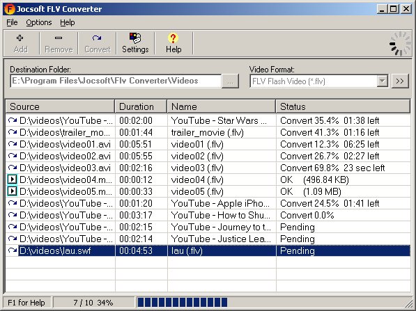 Jocsoft FLV Converter 1.1.6.2 screenshot