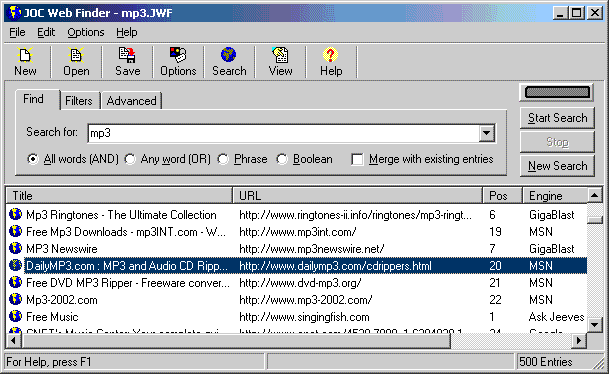 JOC Web Finder 5.4.6.7 screenshot