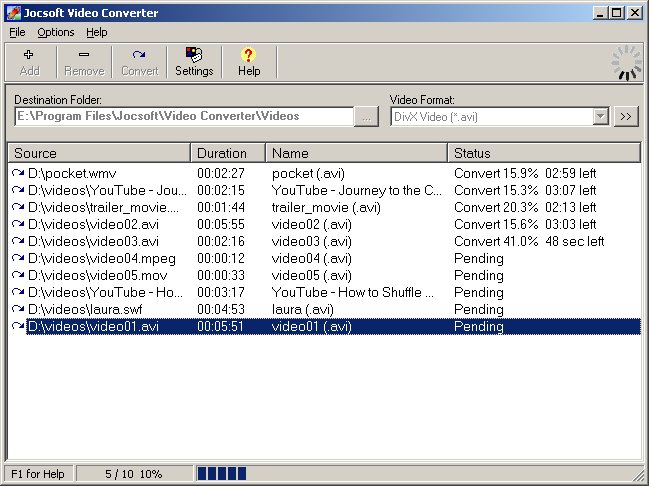 Jocsoft Video Converter 1.3.8.2 screenshot