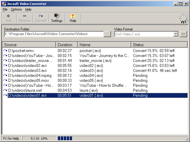 Video Converter screen